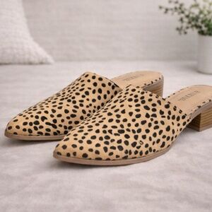 JustFab Cheetah Print Suede Mule Loafers | Size 6.5